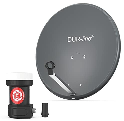 DUR-line MDA 60 Anthrazit - Digiatale 1 Teilnehmer Satellitenschüssel Komplett-Anlage mit +Ultra Single - LNB [Camping, Astra 19,2°, DVB-S/S2, Full HD, 4K, 3D]