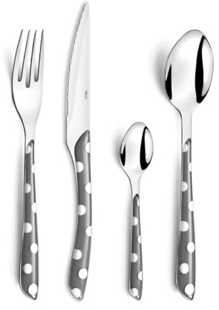 AMEFA - Ménagère 32 couverts de table pour 8 personnes - Eclat Pois - Acier inoxydable 18/0, Finition Brillante - Gris