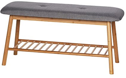 WENKO Schuhbank mit Sitzpolster Bahari 62217100 Grau 45 x 34 x 90 cm