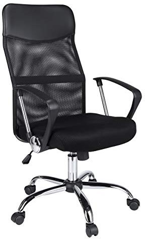 HI Chefsessel hohe Rückenlehne (Schwarz) - Bürosessel Stoff mit Armlehne, Drehstuhl Chefsessel Stoff mit Rollen, Schwarzer Schreibtischstuhl, Office Stuhl