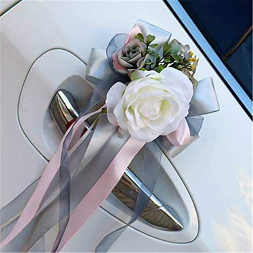 RAILONCH Voiture de Mariage poignée de Porte Mariée Demoiselle d'honneur Broche Simulation décoration d'embellissement de rétroviseur Champagne (Gris fumée)