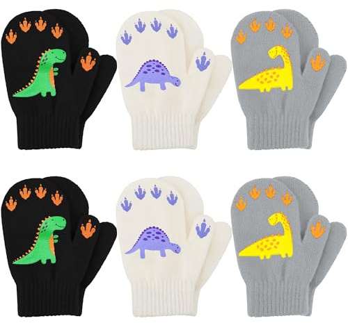 Cooraby 6 Paar Kinder Magic Stretch Fäustlinge Winter Unisex Baby Strickhandschuhe Fäustlinge Gr. 1-3 Jahre, Gemischte Farbe M