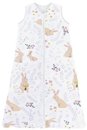 Chilsuessy Gigoteuse Bébé Pyjama d'été sans Manches 100% Coton Tog 0.5 (110/Hauteur Bébé 110-125CM, Lapin mignon)