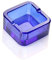 Lxuwbd Square Classic Blue Transparent Small Ashtray (High Borosilicate Crystal Glass, 7.4cm/2.91in Side Length, 3.5cm/1.38in Height)
