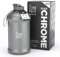 The Gym Keg 2.2 L Sports Water Bottle - Gym Water Bottle with Neoprene Insulating Sleeve - Large Drinking Bottle with Screw Cap - Portable Fitness Bottle with Easy to Carry Handle - Chrome Reflex