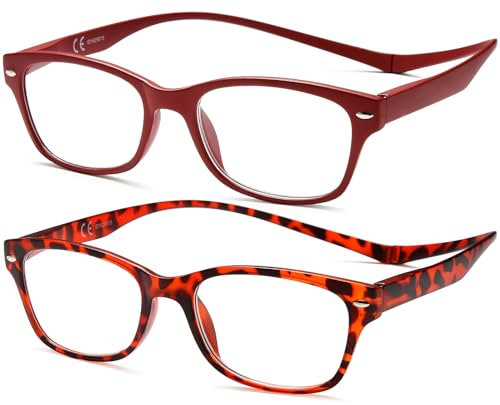 NEW VISION Lesebrille 2 pack, Magnet Lesebrille, Lesebrillen Herren, Klassischer Stil Lesebrille NV3282 mit Magnetverschluss Hinten, Lesehilfe für Damen Herren (RT, 3.5)