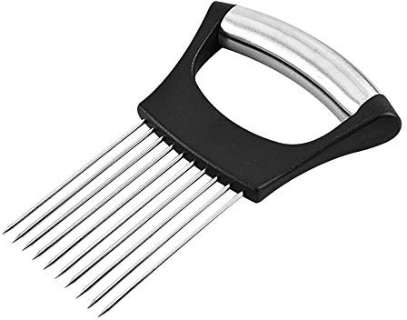 Edelstahl Manuell Zwiebelschneider, Gemüseschneider zum Schneiden Gemüsetomate Zitrone Fleisch, Mehrzweck Zwiebelhalter Food Slice Assistant, Gemüsehobel Küchenutensilienmesserhalter