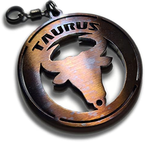 FORTILLO Sternzeichen Stier Schlüsselanhänger - handgemachte (Gebläuter Stahl)