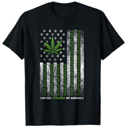 USA-Flagge Marihuana-Blatt-Flagge Weed United Stoners Of America T-Shirt