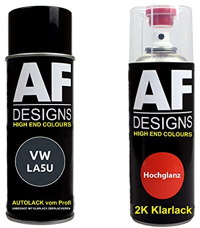 Autolack Spraydose Set für VW LA5U Royalblau Metallic 2K Klarlack Basislack Sprühdose Spraydosen 2x400ml
