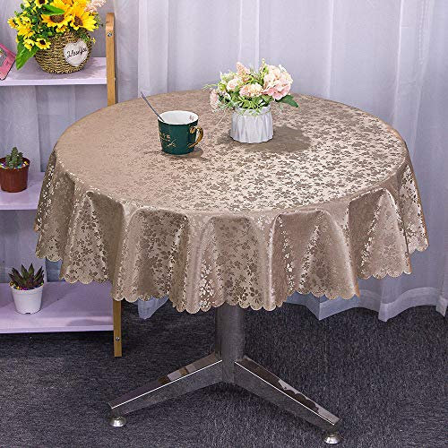 XQSSB Wachstuch Tischdecke Abwaschbar Verdickung Pflegeleicht Garten Zimmer Tischdekoration Dunkler Runder Durchmesser Von 160 cm