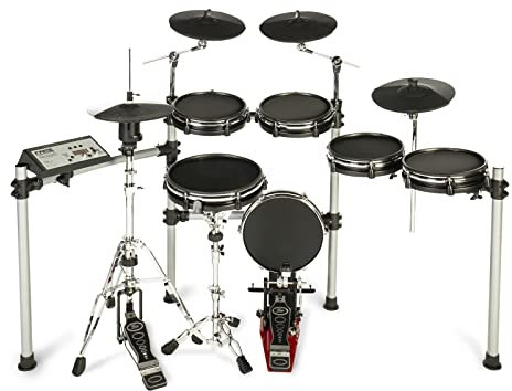 Fame Hybrid Pro E-Drum Set, Elektronisches Schlagzeug mit Gewebefellen, Stereo Mesh-Pads, 12“ Snare und Kick Pad, echter HiHat, 400 Sounds und Software Editor