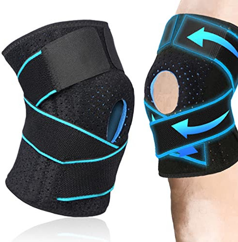 URCheers Kniebandage, Kniestütze mit Seitlichen Stabilisatoren und Patella-Gelpolstern, knieschiene für Meniskusriss - kniebandage geeignet für Männer und damen (Einzel)