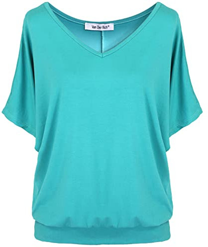 Van Der Rich ® - T-Shirt Manches Courtes Uni Basique Top - Femme (Aqua, XL)
