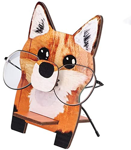 BuyWeek Brillenhalter, Tierförmiger Brillenständer aus Holz Sonnenbrillenhalter Brillenablage Brillenaufbewahrung für Heimdekoration(Fox)
