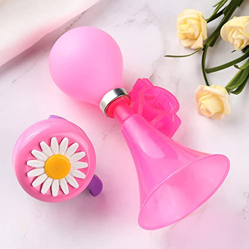 Campanello per bicicletta per bambini con fiori per ragazze ragazzi e bambini+clacson per bicicletta per bambini (blu/rosa)