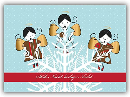 10x Süßer Weihnachts Engel Chor als Weihnachtskarte: Stille Nacht, heilige Nacht… • Weihnachts Glückwünsche im Set mit Umschlägen zum Jahreswechsel für Familie, Freunde, Kollegen aus der Firma