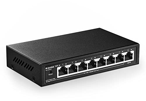 MokerLink 8 porte PoE Gigabit Managed Switch, 7 porte PoE, 1 GE Uplink, IEEE802.3af/at, alimentazione 96W, L2 Smart Managed, interruttore Ethernet in metallo senza ventola