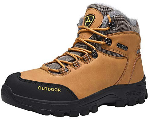 Stivali da Neve Uomo Scarpe Inverno da Trekking Scarpe Outdoor Impermeabili Antiscivolo Invernali Stivali Cachi 42