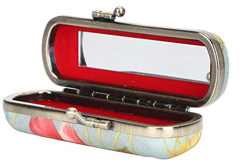 Porta Rossetto, Porta Rossetto Porta Rossetto Portatile con Motivo Ricamato Vintage con Specchio