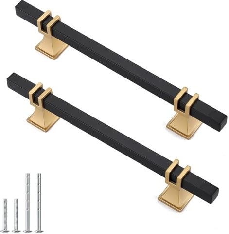 Lepatape 10 Pack 5 Inch Black and Gold Cabinet Pulls Black and Gold Cabinet Handles Kitchen Cabinet Handles Dresser Drawer Pulls Kitchen Cabinet Hardware