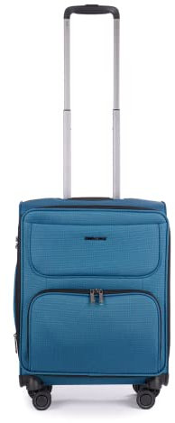 Stratic Bendigo Light+ Koffer Weichschale Reisekoffer Trolley Rollkoffer Handgepäck, TSA Kofferschloss, 4 Rollen, Erweiterbar, Größe S, Petrol
