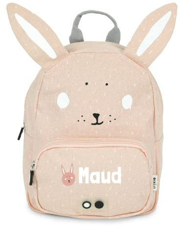 your surprise Trixie Kinderrucksack mit Namen - Rucksack mit Namen für Kinder aus 100% Baumwolle (31x23x10 CM) (Hase)