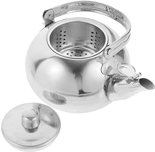 Cabilock Teekessel Edelstahl mit Sieb Induktion Wasserkocher Gas Wasserkessel Silber Kaffeekanne Teekocher Küche Kanne Kessel für Holzofen Gasherd Induktionsherd