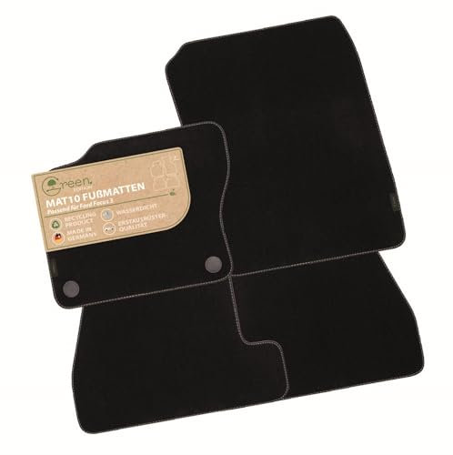 MAT10 Green Edition – Auto-Fußmatten passend für Ford Focus 3 (BJ 03/2011-03/2015, 5-Türer) | nachhaltiges Velours | Automatten-Set, 4-teilig | Made in Germany, Erstausrüsterqualität