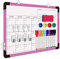 FINEW Whiteboard Magnetisch 40 x 30cm, Magnettafel Whiteboard Kalender, Hängende doppelseitige Whiteboards mit Alurahmen inklusive, Magnettafel Kann für Schule, Liste, Zeichnen, BüRo, Küche (Rosa)