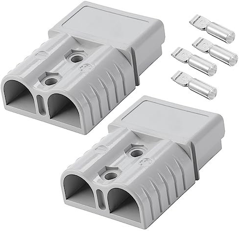 2 piezas Conectores para Batería 120A 600V, Gris Conectores Electricos Rápidos, Conector de Enchufe para Coche, para Coche, Caravana y Grandes Equipos Eléctricos