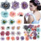 Ahoney Rapunzel - 21 pinzas para el pelo con flores moradas para mujeres y niñas, pinzas para el pelo con múltiples flores, pinzas de cocodrilo, accesorios para el cabello para fiestas en la playa,