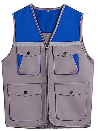 Mymyguoe Warnweste für Herren und Damen Outdoor-Arbeitsweste Multi-Pocket-Angelweste Multifunktionsweste atmungsaktive Angelweste Outdoor Kleidung für Jagd Camping Wandern Funktionsweste