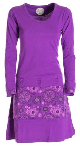 Vishes - Alternative Bekleidung - Langarm Damen Keid Mandala Druck Rundhals Ausschnitt