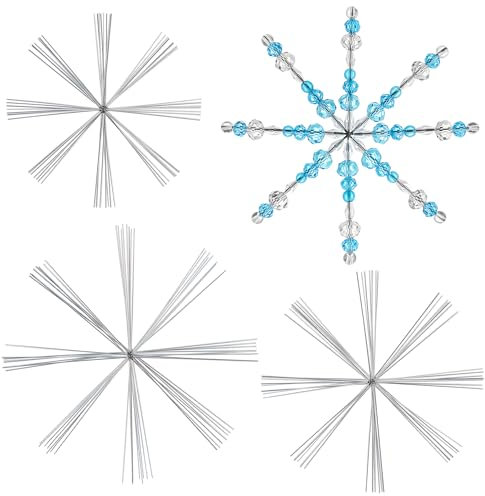 BOFUNX 24pcs Drahtsterne für Perlensterne Schneeflocke Drahtsterne Set 9.5/11.5/15cm Draht Basteln für Weihnachtsdeko Schneeflocken Anhänger DIY Handwerk