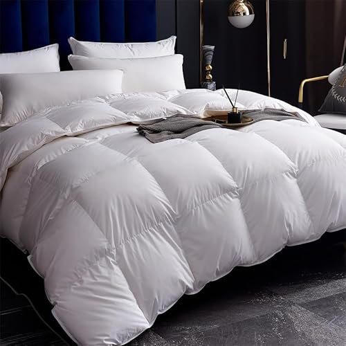 Queen-Size-Gänsefedern-Daunendecke - ultraweiche Ganzjahres-Daunendecke aus der Hotelkollektion, luxuriöse Ganzjahres-Bettwäsche für ultimativen Komfort (Farbe: 178 x 214 cm)