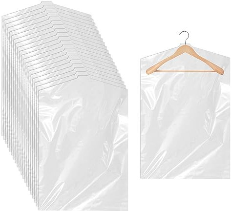 Amaxiu Garment Bags for Hanging Clothes, Dust-Proof Clothes Covers 20pcs Clear Plastic Garments Dry Cleaner Bags for Closet Home or Travel Storage Gowns Coats Jacket Suits Dress(47.2 x 23.6 Inches)