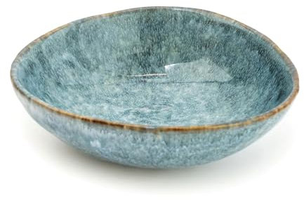 Carousel Home Reactive Glaze Blue Trinket Dish | Ceramic Vanity Bowl Decorative Display Bowl | Blue Stoneware Dish Key Bowl Jewellery Dish