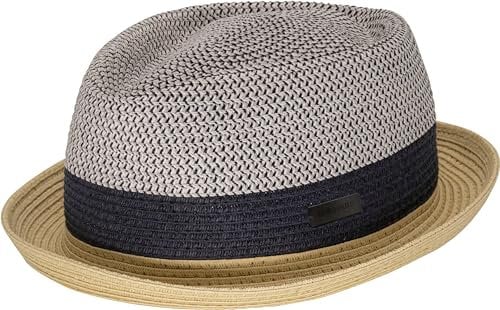 CHILLOUTS Paea Hat - Pork Pie Hut Herren/Damen, 100% Papierstroh, Unisex Sommer Trendhut, Adjustable, S-M/L-XL, Navy