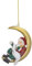 Gisela Graham Nostalgie Weihnachtsmann auf Mond Christbaumschmuck aus Metall für Weihnachten