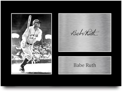 HWC Trading A4 Babe Ruth New York Yankees Geschenke Gedrucktes Signiertes Autogramm Foto für Fans von Baseball Memorabilien - A4