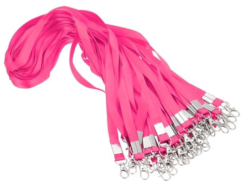 PATIKIL 48cm Lanyards Großhandel, 50 Stück Lehrer Lanyards für Ausweiskarten Schlüssel Ausweishalter Langlebig Personalisiert mit Clip für Ausweiskarte, Knallrosa