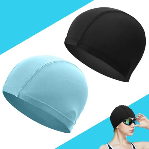 Cuffia da nuoto in tessuto confortevole elastica che non tira i capelli, per ragazze ragazzi donne uomini,Bonnet de bain pour fille