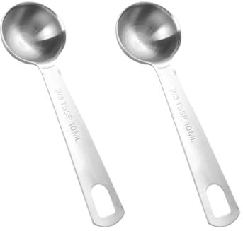 FSSTUD 2 Pcs 10ml Stainless Steel Measuring Scoops Dry Liquid Ingredient Measuring Spoons Baking Cooking Teaspoons Metal Kitchen Gadgets for Home