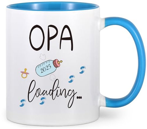Livole Du wirst Opa Tasse, Werdende Großeltern Opa Geschenke, Geschenkideen für Werdende Opa, Tasse mit Spruch - Opa 2025 Loading - Schwangerschaft Verkünden, 11oz Kaffee Tasse, 325ml Keramik Becher