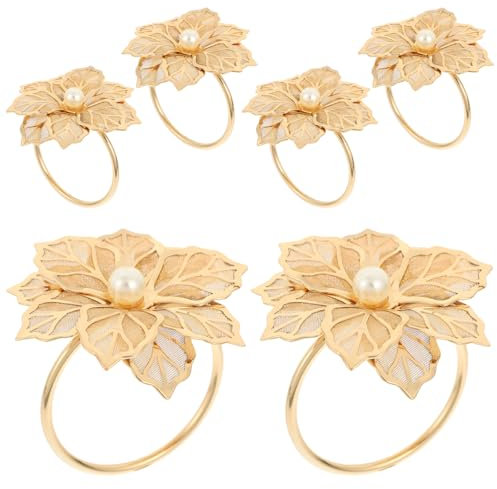 CIYODO 6 Stücke Rose Muster Serviettenringe Metall Esstisch Serviettenhalter Party Serviettenbänder Hochzeit Dekoration