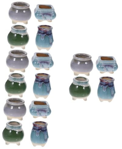 KONTONTY Lot De 4 Pots De Fleurs en Céramique pour Plantes Dintérieur Décoration De Jardin 4 Pièces X 4 Couleur Aléatoire