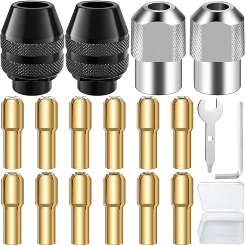EATBALE Drill Chuck Accessories for Dremel 7700 3000 4000 8200, M8 Metal Nut, 4486 Multi Mandrel, Brass Tweezers (0.8-3.2mm), Quick Change Keyless Drill Chuck Replacement Set (16pcs)