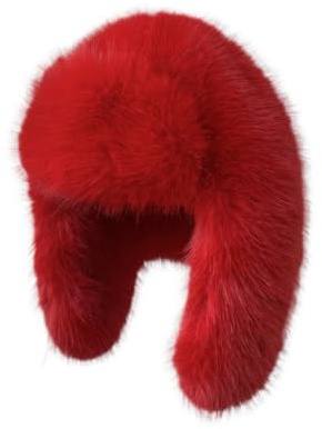 Kgm Accessories Superflauschige Trappermütze, weich, flauschiges Kunstfell, für Damen und Herren, rot, Einheitsgröße