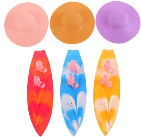 Alasum 9stücke Teiliges Mini Surfboard Mit Puppen-Schuhen Und Hüten Realistische Surfer-Modelle Stilvolle Sommerparty-Dekoration Puppenzubehör Für Strand Geburtstagspartys